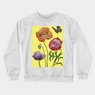 Pretty Poppies Yellow Watercolor Crewneck Sweatshirt